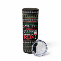 White and Red Christmas Wine Skinny Tumbler with Festive Pattern and Holiday Cheer - Wonder Print Shop