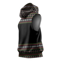 White and Red Christmas Wine Sleeveless Hoodie with Festive Pattern and Holiday Cheer - Wonder Print Shop