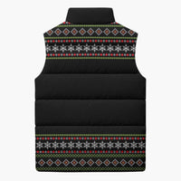 White and Red Christmas Wine Sleeveless Puffer Jacket with Festive Pattern and Holiday Cheer - Wonder Print Shop