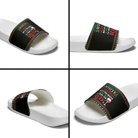 White and Red Christmas Wine Slide Sandals with Festive Pattern and Holiday Cheer - Wonder Print Shop