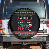 White and Red Christmas Wine Spare Tire Cover with Festive Pattern and Holiday Cheer - Wonder Print Shop
