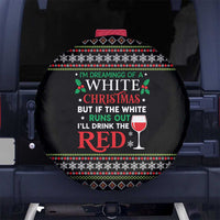 White and Red Christmas Wine Spare Tire Cover with Festive Pattern and Holiday Cheer - Wonder Print Shop