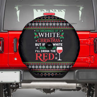 White and Red Christmas Wine Spare Tire Cover with Festive Pattern and Holiday Cheer - Wonder Print Shop