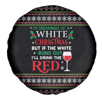 White and Red Christmas Wine Spare Tire Cover with Festive Pattern and Holiday Cheer - Wonder Print Shop