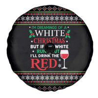 White and Red Christmas Wine Spare Tire Cover with Festive Pattern and Holiday Cheer - Wonder Print Shop