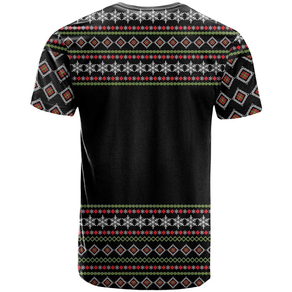 White and Red Christmas Wine T Shirt with Festive Pattern and Holiday Cheer - Wonder Print Shop
