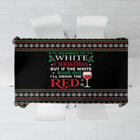 White and Red Christmas Wine Tablecloth with Festive Pattern and Holiday Cheer - Wonder Print Shop