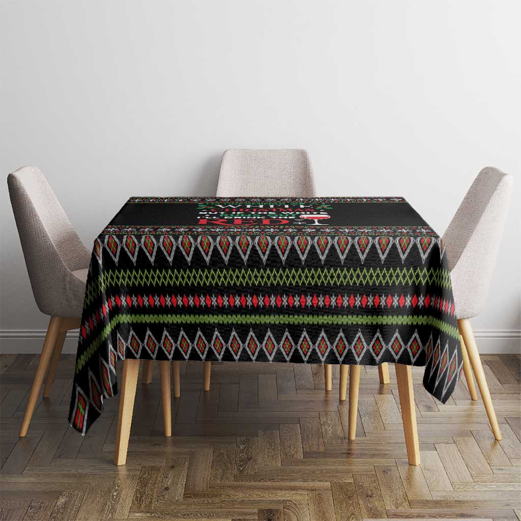 White and Red Christmas Wine Tablecloth with Festive Pattern and Holiday Cheer - Wonder Print Shop