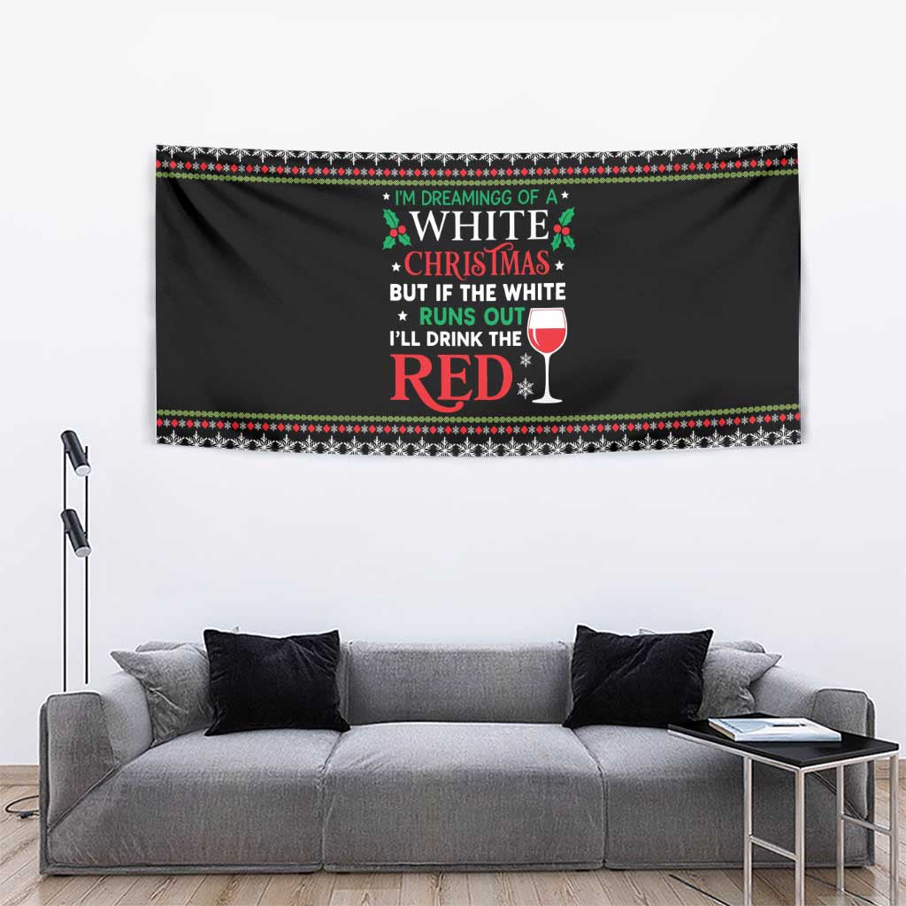 White and Red Christmas Wine Tapestry with Festive Pattern and Holiday Cheer - Wonder Print Shop