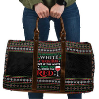 White and Red Christmas Wine Travel Bag with Festive Pattern and Holiday Cheer - Wonder Print Shop