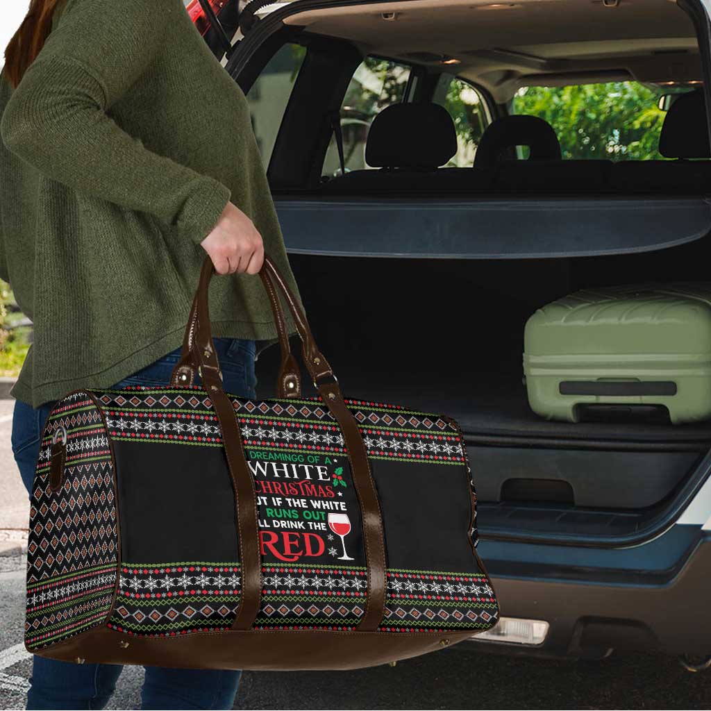 White and Red Christmas Wine Travel Bag with Festive Pattern and Holiday Cheer - Wonder Print Shop