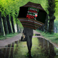 White and Red Christmas Wine Umbrella with Festive Pattern and Holiday Cheer - Wonder Print Shop