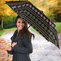 White and Red Christmas Wine Umbrella with Festive Pattern and Holiday Cheer - Wonder Print Shop