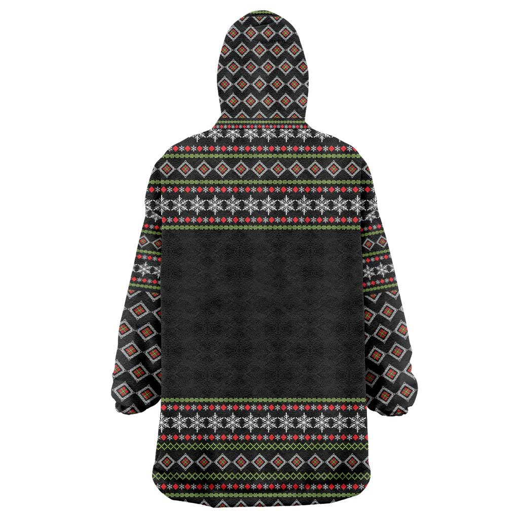 White and Red Christmas Wine Wearable Blanket Hoodie with Festive Pattern and Holiday Cheer - Wonder Print Shop