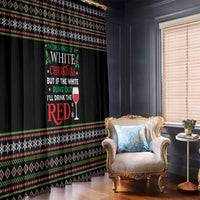 White and Red Christmas Wine Window Curtain with Festive Pattern and Holiday Cheer - Wonder Print Shop
