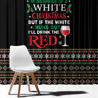 White and Red Christmas Wine Window Curtain with Festive Pattern and Holiday Cheer - Wonder Print Shop