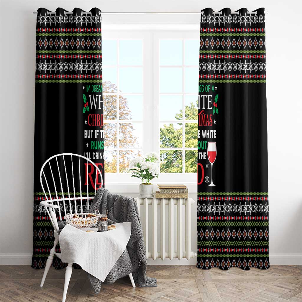 White and Red Christmas Wine Window Curtain with Festive Pattern and Holiday Cheer - Wonder Print Shop