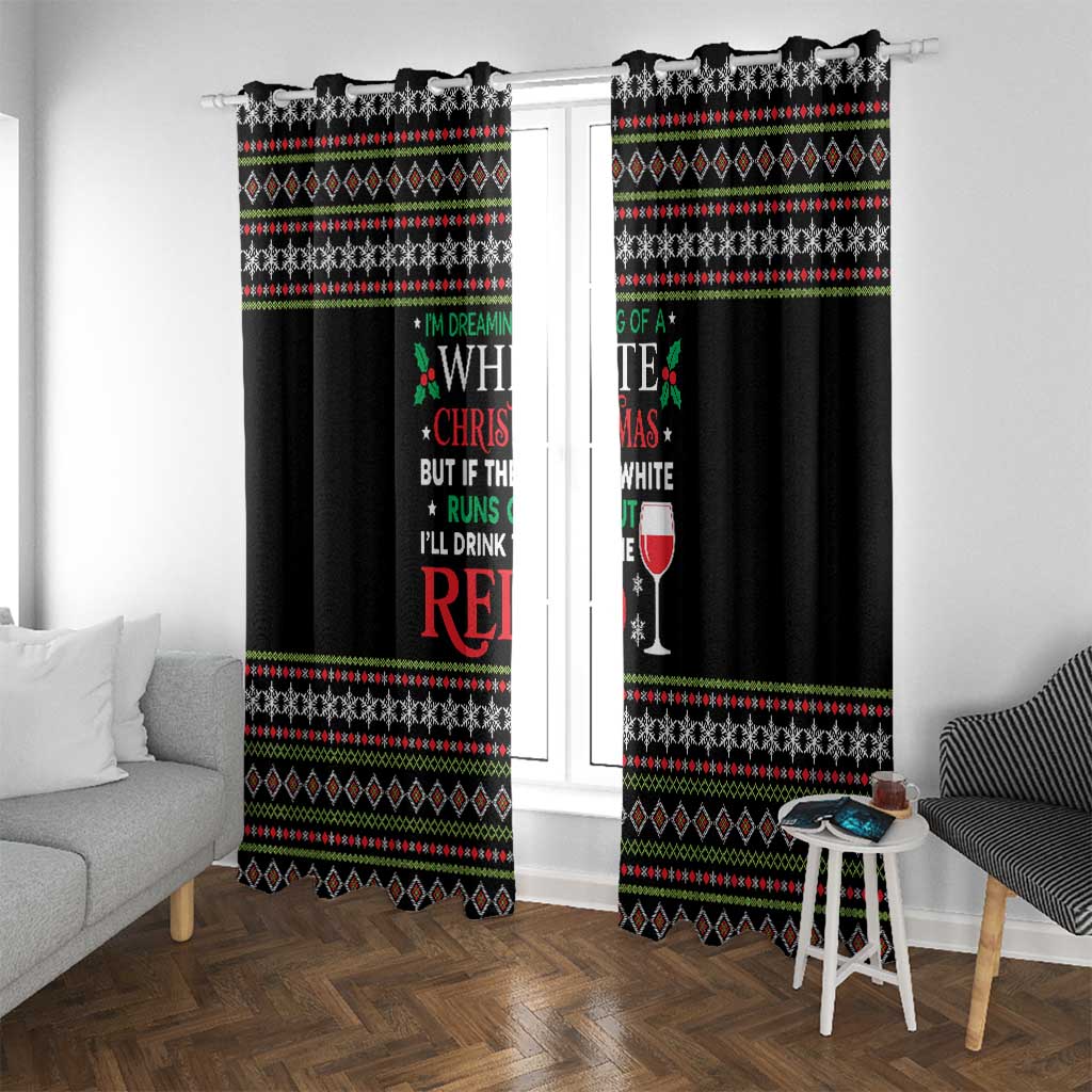 White and Red Christmas Wine Window Curtain with Festive Pattern and Holiday Cheer - Wonder Print Shop