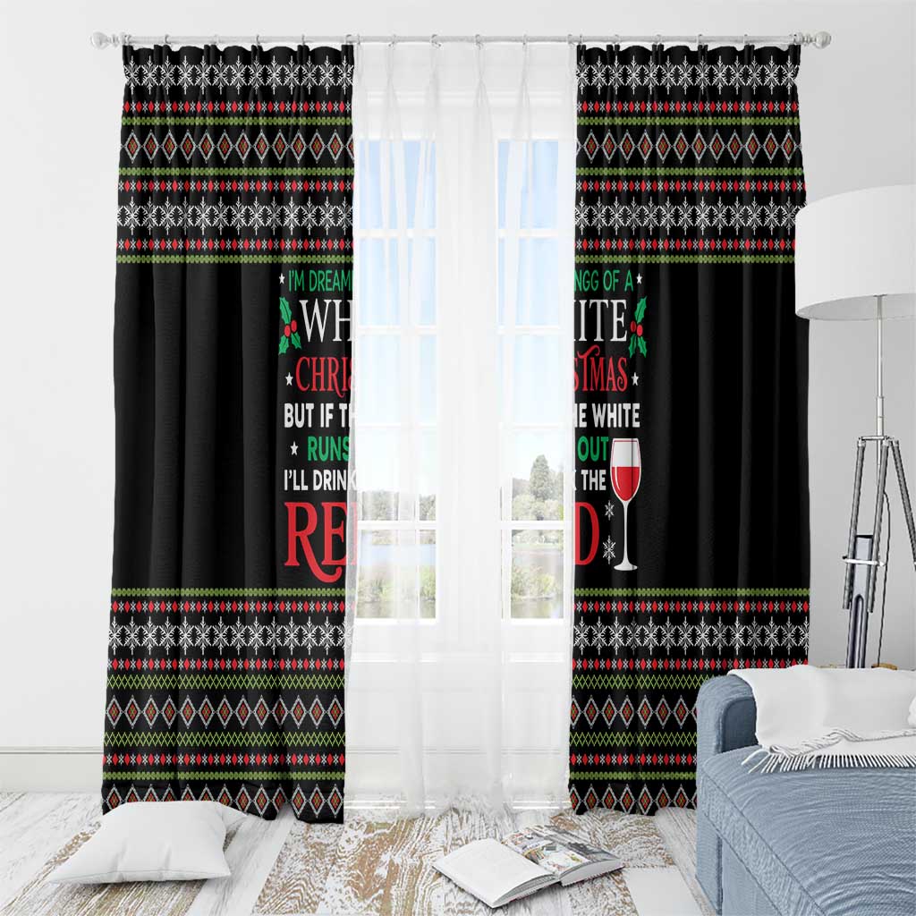 White and Red Christmas Wine Window Curtain with Festive Pattern and Holiday Cheer - Wonder Print Shop