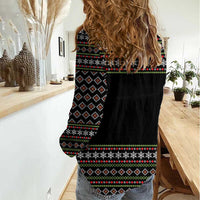 White and Red Christmas Wine Women Casual Shirt with Festive Pattern and Holiday Cheer - Wonder Print Shop