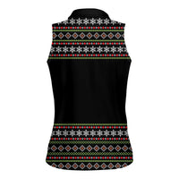 White and Red Christmas Wine Women Sleeveless Polo Shirt with Festive Pattern and Holiday Cheer - Wonder Print Shop