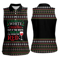 White and Red Christmas Wine Women Sleeveless Polo Shirt with Festive Pattern and Holiday Cheer - Wonder Print Shop
