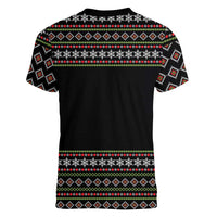 White and Red Christmas Wine Women V-Neck T-Shirt with Festive Pattern and Holiday Cheer - Wonder Print Shop