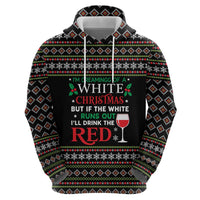 White and Red Christmas Wine Zip Hoodie with Festive Pattern and Holiday Cheer - Wonder Print Shop