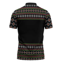 White and Red Christmas Wine Zipper Polo Shirt with Festive Pattern and Holiday Cheer - Wonder Print Shop