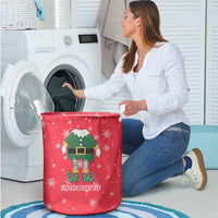 Bossy Elf Christmas Laundry Basket with Snowflakes and Striped Sleeves - Wonder Print Shop