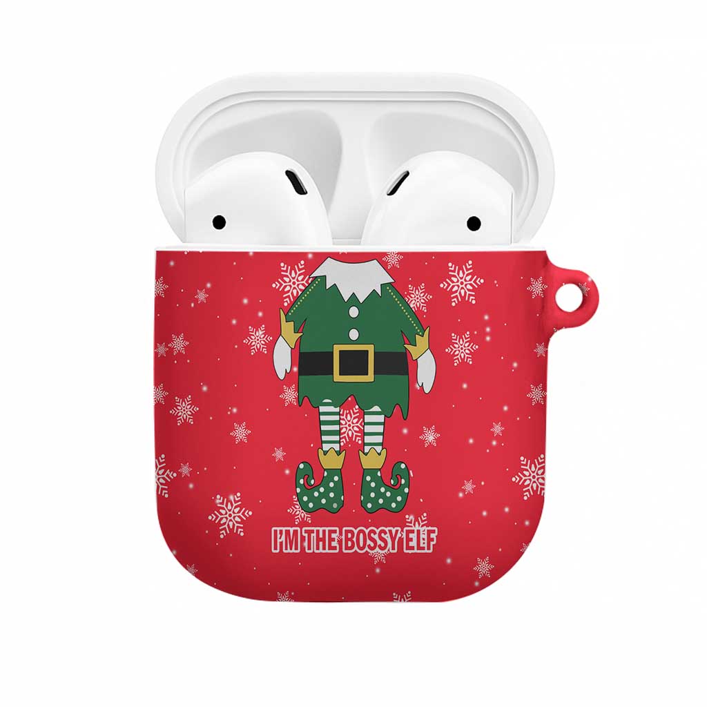 Bossy Elf Christmas AirPods Case with Snowflakes and Striped Sleeves - Wonder Print Shop