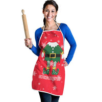 Bossy Elf Christmas Apron with Snowflakes and Striped Sleeves - Wonder Print Shop