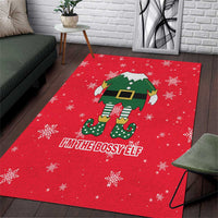 Bossy Elf Christmas Area Rug with Snowflakes and Striped Sleeves - Wonder Print Shop
