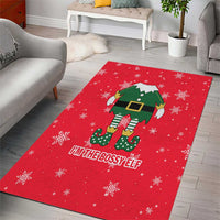Bossy Elf Christmas Area Rug with Snowflakes and Striped Sleeves - Wonder Print Shop