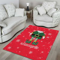 Bossy Elf Christmas Area Rug with Snowflakes and Striped Sleeves - Wonder Print Shop