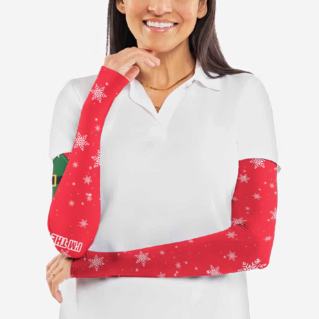 Bossy Elf Christmas Arm Sleeves with Snowflakes and Striped Sleeves - Wonder Print Shop