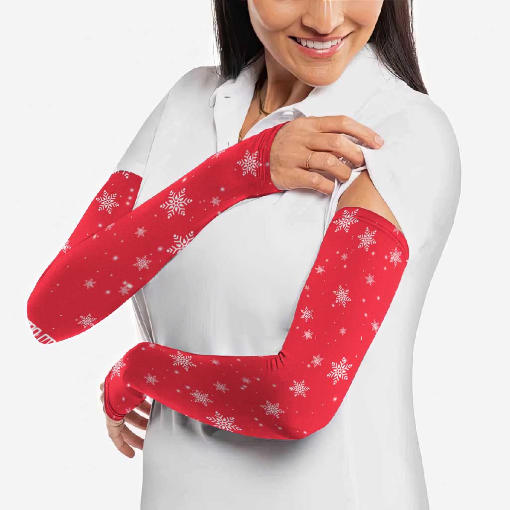Bossy Elf Christmas Arm Sleeves with Snowflakes and Striped Sleeves - Wonder Print Shop