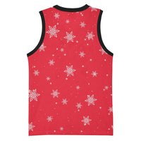 Bossy Elf Christmas Basketball Jersey with Snowflakes and Striped Sleeves - Wonder Print Shop