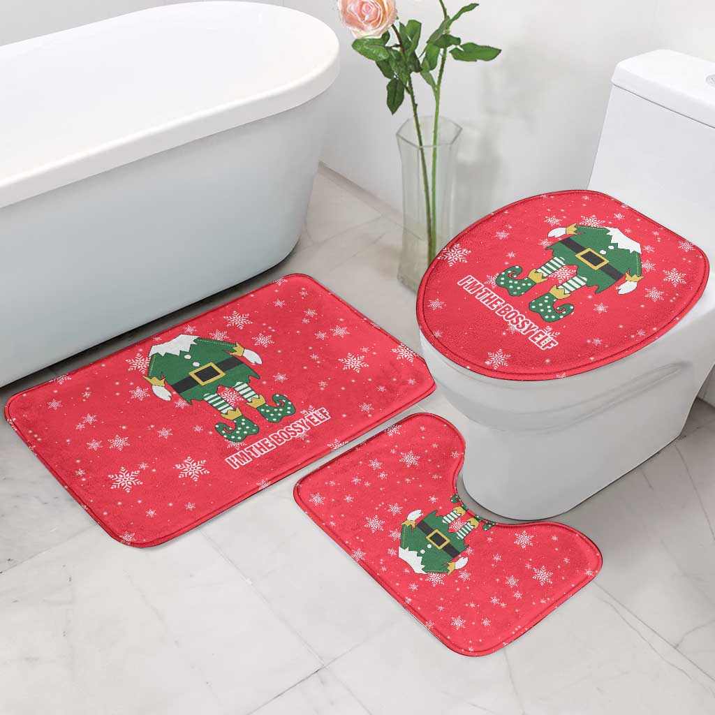 Bossy Elf Christmas Bathroom Set with Snowflakes and Striped Sleeves - Wonder Print Shop