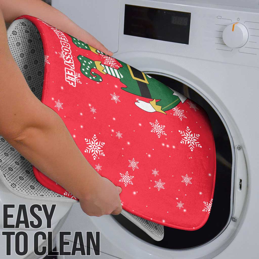 Bossy Elf Christmas Bathroom Set with Snowflakes and Striped Sleeves - Wonder Print Shop