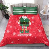 Bossy Elf Christmas Bedding Set with Snowflakes and Striped Sleeves - Wonder Print Shop