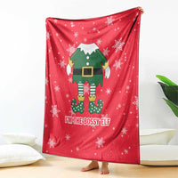 Bossy Elf Christmas Blanket with Snowflakes and Striped Sleeves - Wonder Print Shop