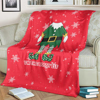 Bossy Elf Christmas Blanket with Snowflakes and Striped Sleeves - Wonder Print Shop