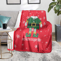 Bossy Elf Christmas Blanket with Snowflakes and Striped Sleeves - Wonder Print Shop