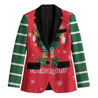 Bossy Elf Christmas Blazer with Snowflakes and Striped Sleeves - Wonder Print Shop