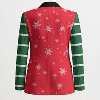 Bossy Elf Christmas Blazer with Snowflakes and Striped Sleeves - Wonder Print Shop