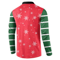 Bossy Elf Christmas Button Sweatshirt with Snowflakes and Striped Sleeves - Wonder Print Shop