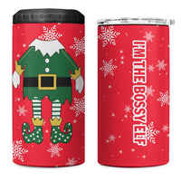Bossy Elf Christmas 4 in 1 Can Cooler Tumbler with Snowflakes and Striped Sleeves - Wonder Print Shop