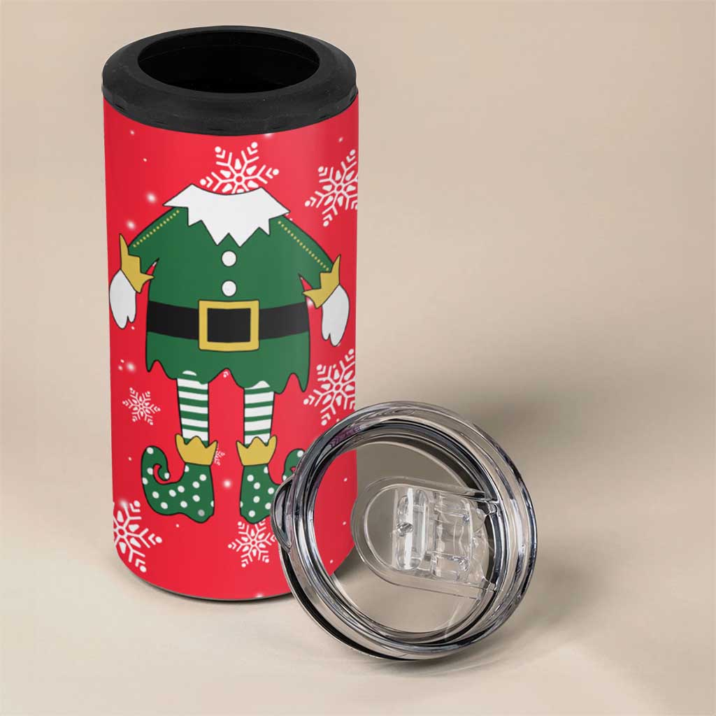 Bossy Elf Christmas 4 in 1 Can Cooler Tumbler with Snowflakes and Striped Sleeves - Wonder Print Shop