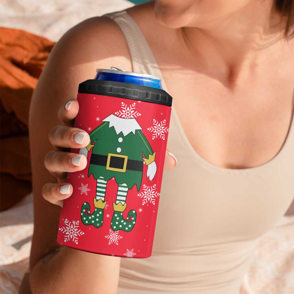 Bossy Elf Christmas 4 in 1 Can Cooler Tumbler with Snowflakes and Striped Sleeves - Wonder Print Shop